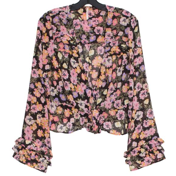 Free People Top Floral Cottage Fairy Grunge Boho Romantic Prairie Peasant Medium - Picture 1 of 6